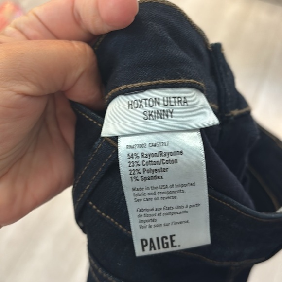 Paige Hoxton Ultra Skinny Dark Wash Blue Jeans size 24 - Picture 5 of 9